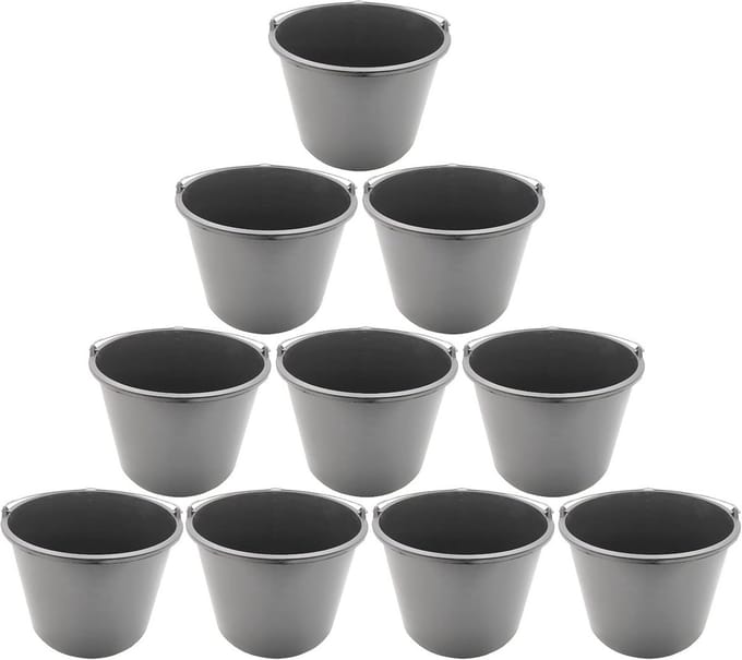 Stabiele Bouwemmer 16L - Multifunctionele Emmer voor Mortel en Water - Set van 10 Stuks