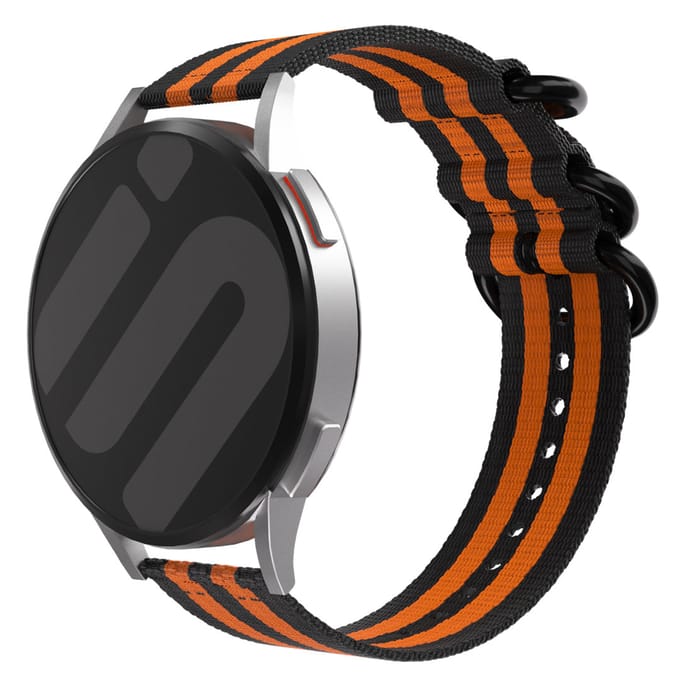 Huawei Watch GT 6 - 46mm nylon gesp bandje (zwart/oranje)