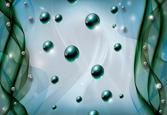Fotobehang Abstract Modern Pattern Blue Green | PANORAMIC - 250cm x 104cm | 130g/m2 Vlies