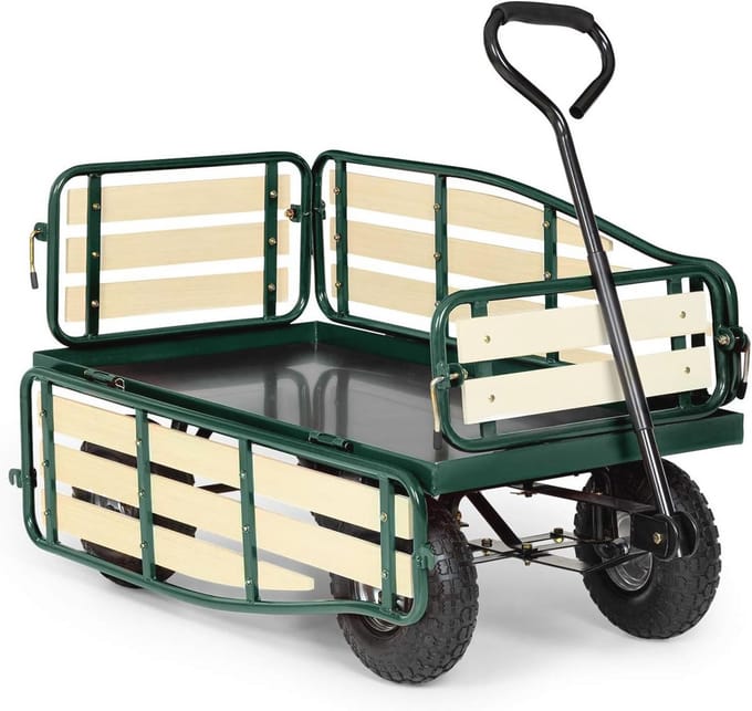 Handwagen voor Zware Lasten - Robuuste Trolley met Inklapbare Zijpanelen en 300 kg Draagvermogen