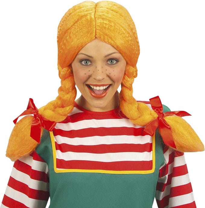 Pruik Pipi buigbaar oranje