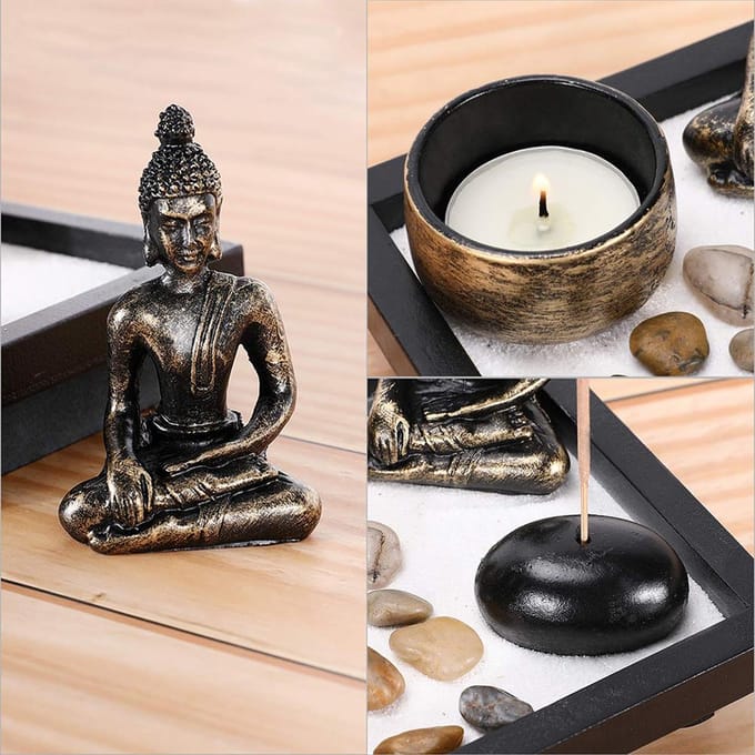 Boeddhabeeld Theelicht Kaarsenhouder Wierookhouder Huisdecoratie Cadeau black