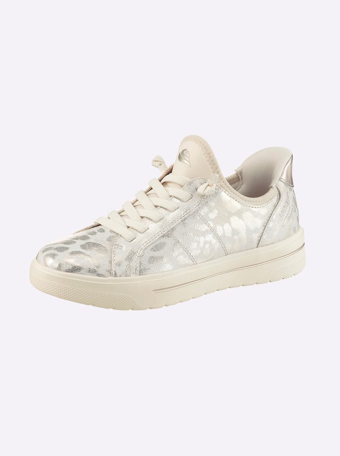 Jana Step In dames sneakers met H leest wit zilver - Maat 37 - Uitneembare zool