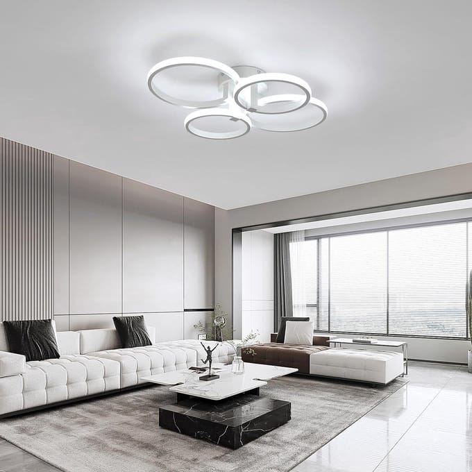 4 Cirkel Plafondlamp - Moderne Kroonluchter - Wit - Koel Wit - Woonkamerlamp - Moderne lamp - Plafoniere - 48W