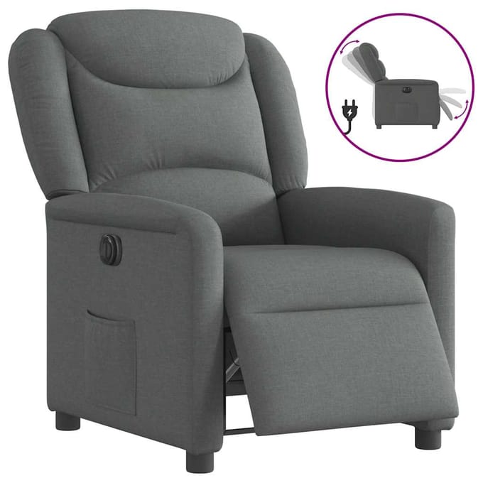 vidaXL - Fauteuil - elektrisch - verstelbaar - stof - donkergrijs