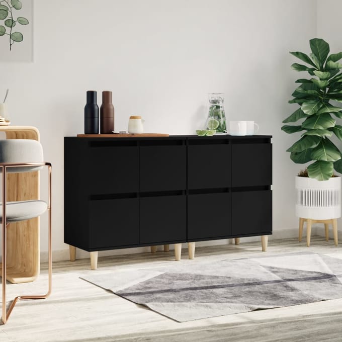 vidaXL - Dressoirs - 2 - st - 60x35x70 - cm - bewerkt - hout - zwart