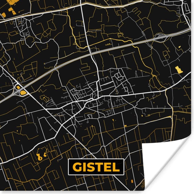 Poster Gistel - Goud - Kaart - Plattegrond - Stadskaart - 75x75 cm