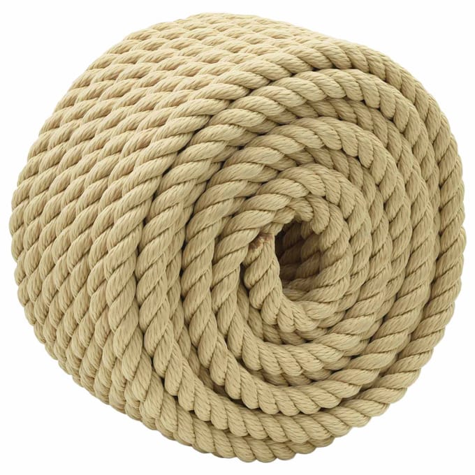 vidaXL - Boottouw - 2 - mm - 50 - m - Naturel