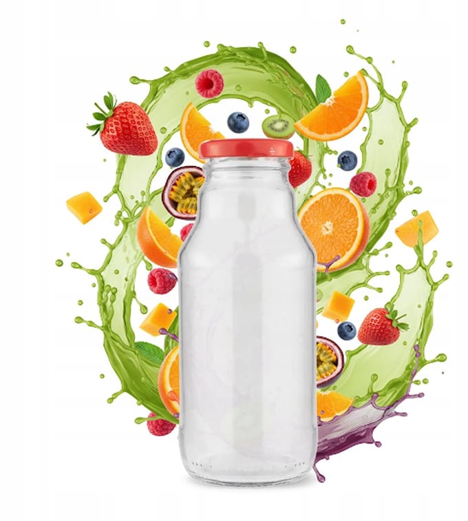Bimberek - Glasfles voor Sap - KUBUŚ - 330ml - Met Deksels
