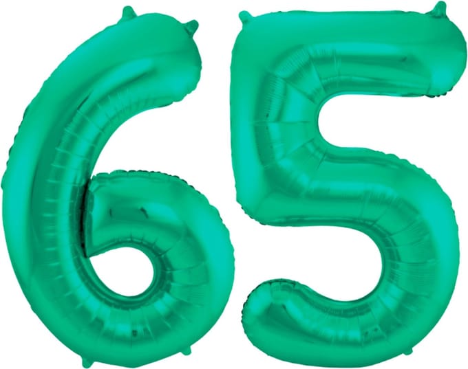 Folieballon 65 jaar metallic groen 86cm