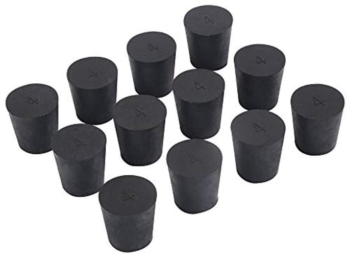 Massieve rubberen stoppers 12-pack - Maat #4 (26mm x 19mm) - Zwarte labstekker