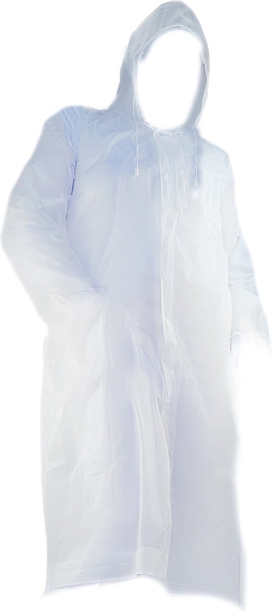 BamBella® - Regenjas lang Dames Wit - Onesize - XS t/m XL Regen jas waterdicht met capuchon