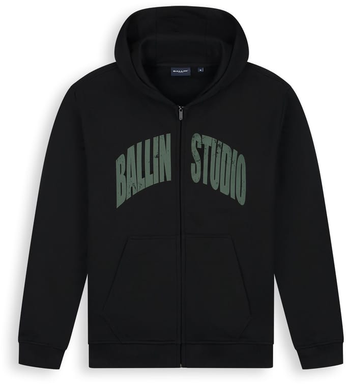 Ballin Amsterdam - Heren Loose fit Sweaters Zip-up LS - Black - Maat S