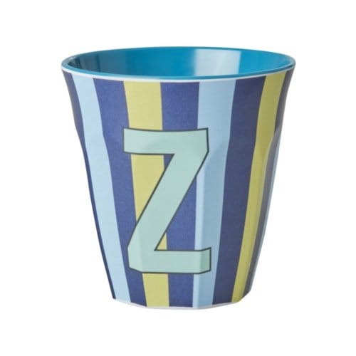 Rice melamine beker medium gestreept letter z, blauw