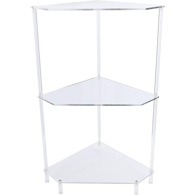 3-laags driehoekig acryl hoek bijzettafeltje klein hoek bijzettafeltje badkamer organizer water white