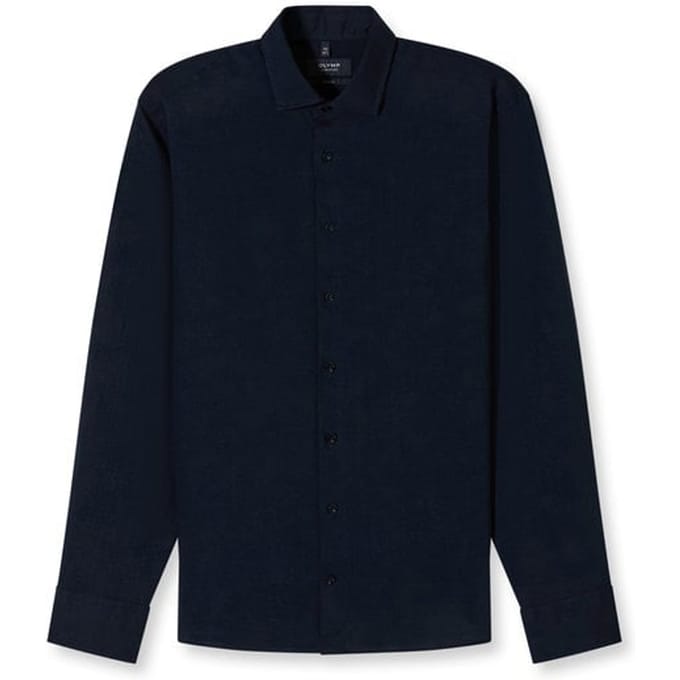 OLYMP Signature Casual Overhemd, Tailored Fit, Kent, Blauw