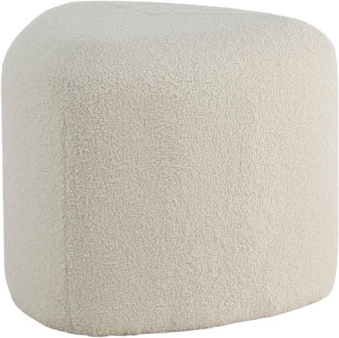 Peg poef, hocker Ø46cm teddystof wit.