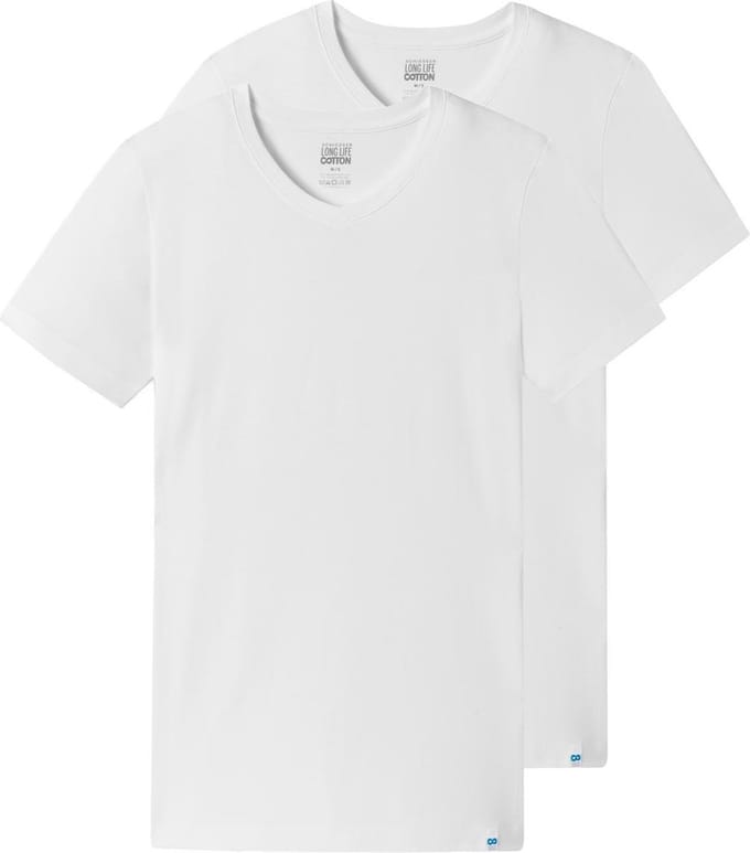 Schiesser Heren t-shirt met V-hals 2 pack Long Life Cotton - Wit - Maat L