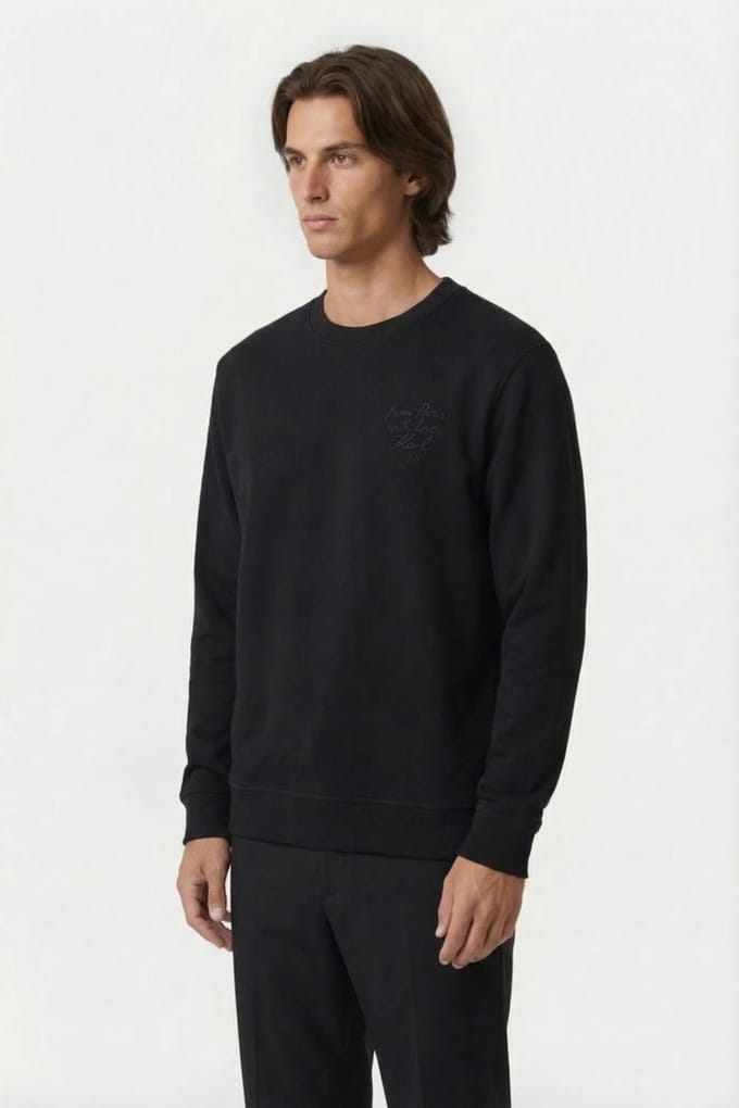 Karl Lagerfeld Black Sweat Crewneck Größe: S | Pullover Outlet | Herren | Schwarz