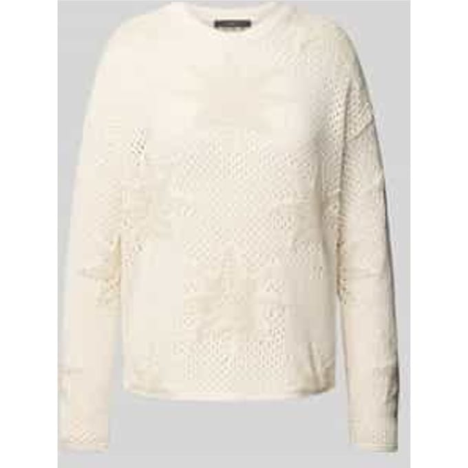 Gebreide pullover met geribde ronde hals