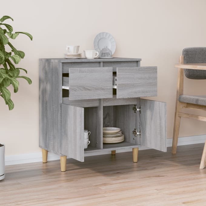 vidaXL - Dressoir - 60x35x70 - cm - bewerkt - hout - grijs - sonoma - eikenkleurig