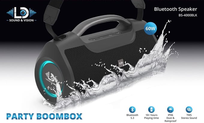 Bluetooth Party Boombox LD Sound & Vision BS-4000BLK