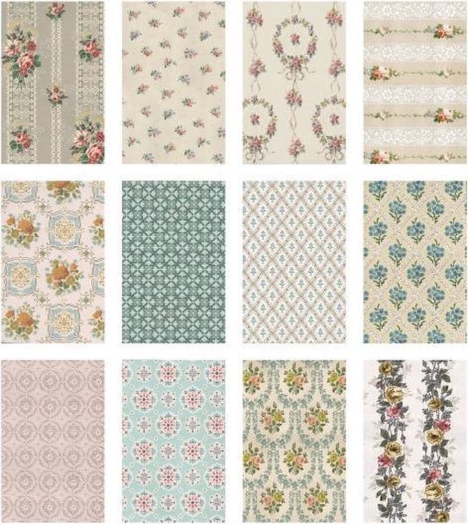Tim Holtz worn wallpaper 5x8" 2x12 designs