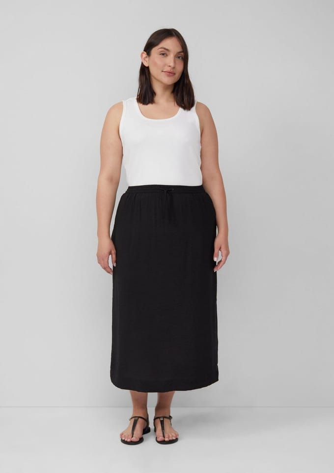 s.Oliver - female - Midirok van gestructureerde viscosemix met split opzij