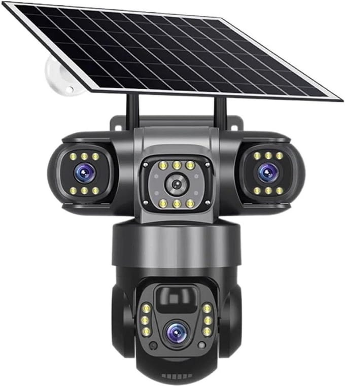 Beveiligingscamera Buiten - IP Camera WiFi - Woning Beveiligen - Drievoudige Lenzen - 6MP - Wit
