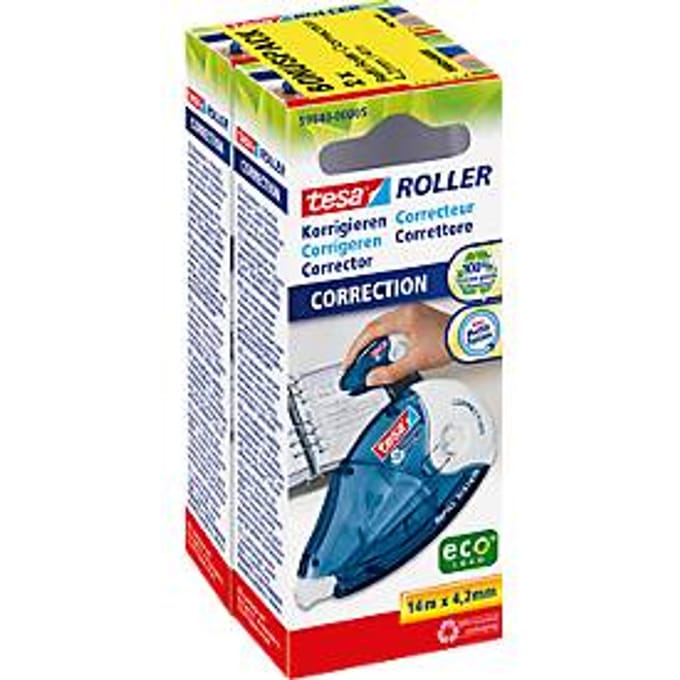 tesa® voordeelverpakking correctierollers, 14 x 4,2 mm, 2 stuks