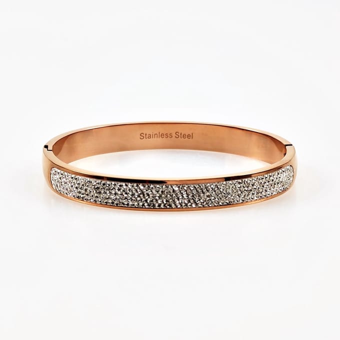 RVS Bangle met Strass Roségoudkleurige Kleur