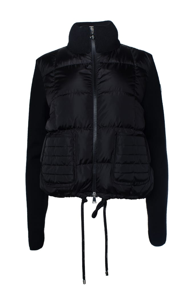 Moncler, hybride gewatteerde cardigan in zwart