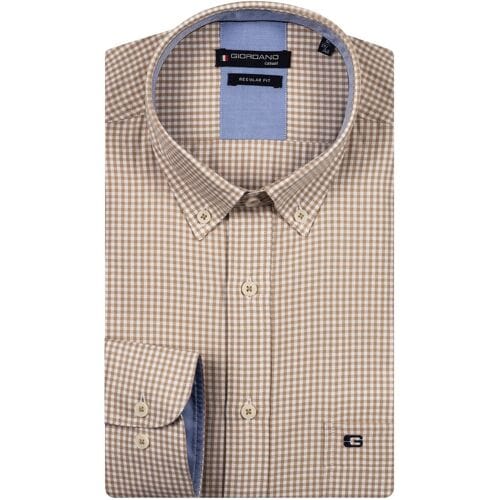 Giordano Overhemd Ivy Button Down Oxford Gingham Mini Check Kitt / male