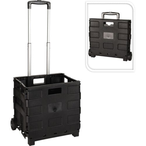 Trolley met vouwkrat / Boodschappenkrat | Inklapbaar | 30L