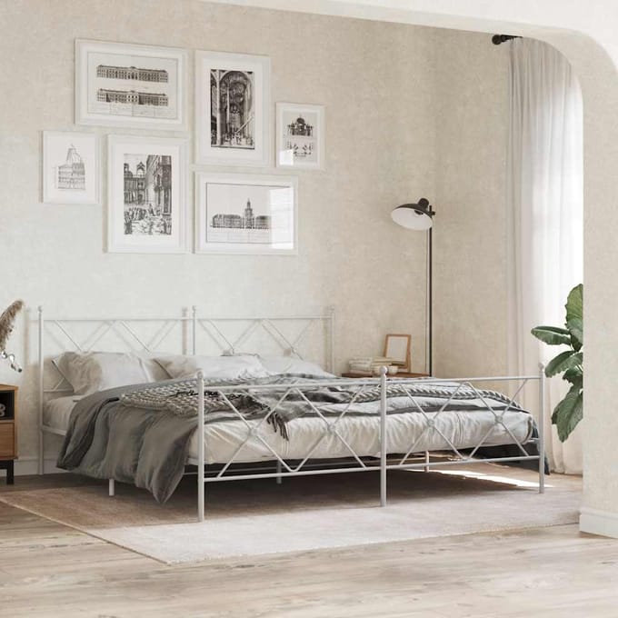 vidaXL - Vervangend - hoofdbord - 180 - cm - metaal - wit