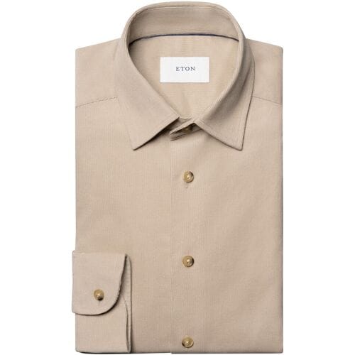 Eton Overhemd Luxury Organic Cotton Corduroy Beige / male