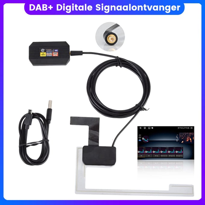 HexinexMarket Voor Android Stereo DAB+ Adapter Auto Digitale Tuner Radio Box USB Ontvanger Antenne