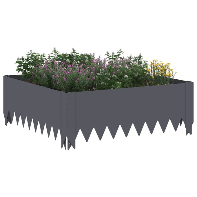 vidaXL - Gazonrand - 60 - x - 60 - x - 20 - cm - Staal - Antracietkleurig