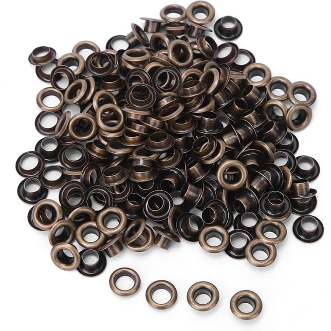 Set van 100 messing kledingtasaccessoires met dubbele 4 mm ringetjes, brons
