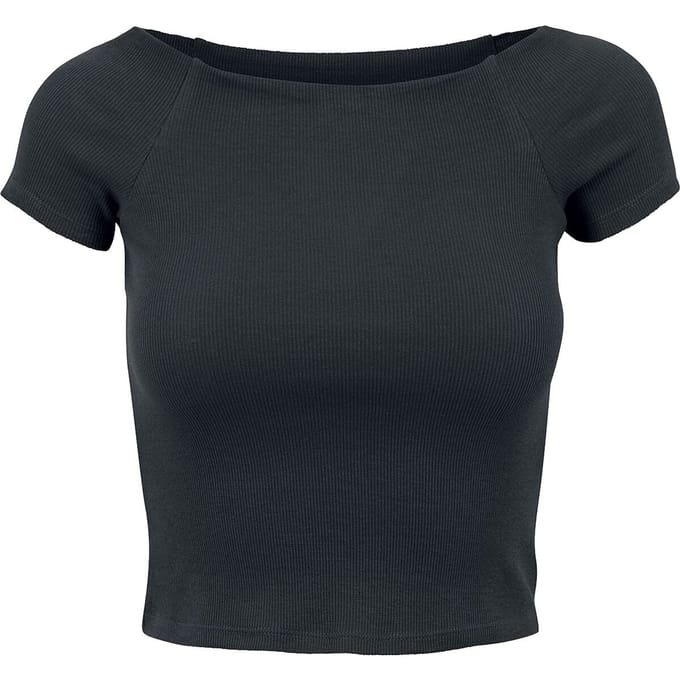 Urban Classics Off Shoulder Rib Tee Dames T-shirt - zwart - M