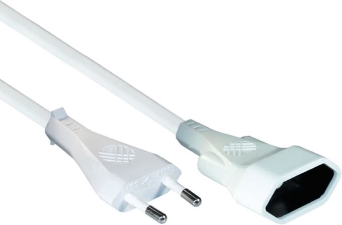 Wit Verlengsnoer 2 meter voor Eurostekker | 2 x 0.75 mm2