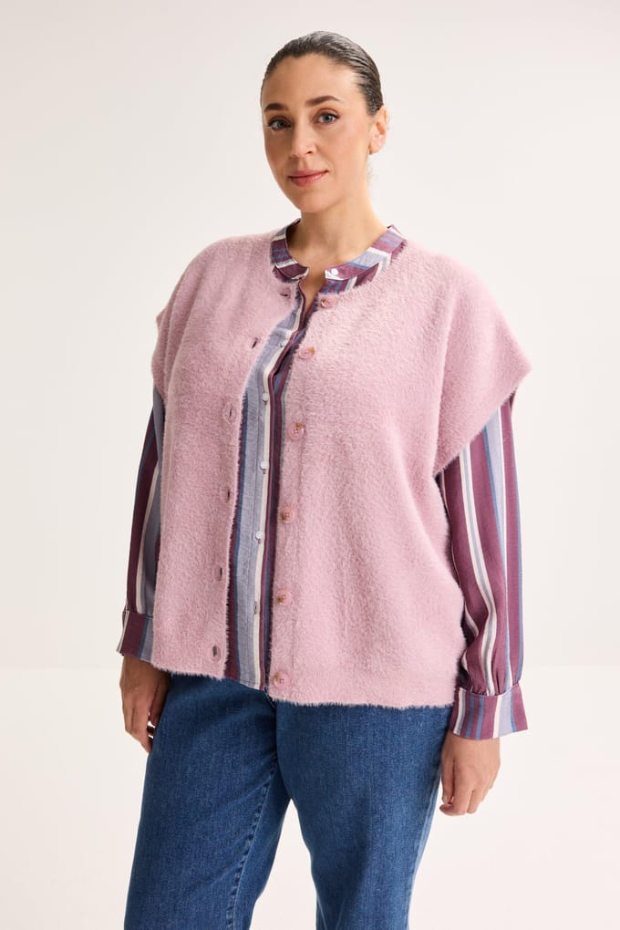 Cardigan Met Kapmouw En Ronde Hals