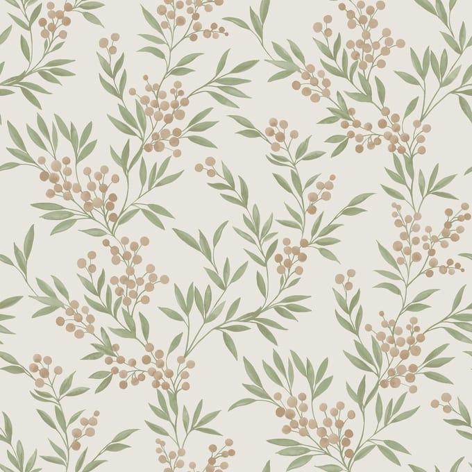 Boråstapeter Vliesbehang 4714 - Woodland - Botanisch Beige - 53cm x 10.05m