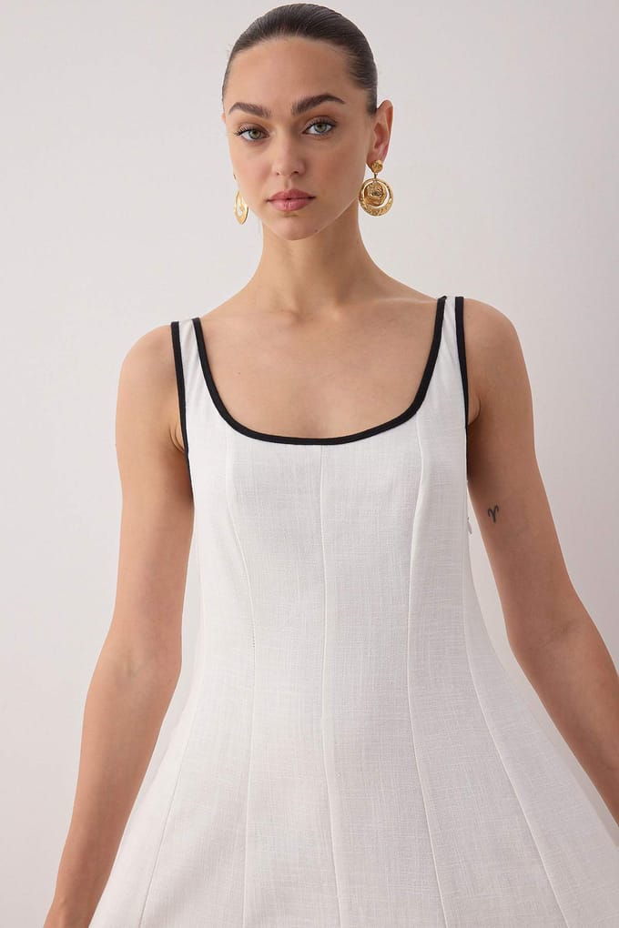 Damesjurk, recht model, mouwloos, midi-lengte, casual/dagelijks.