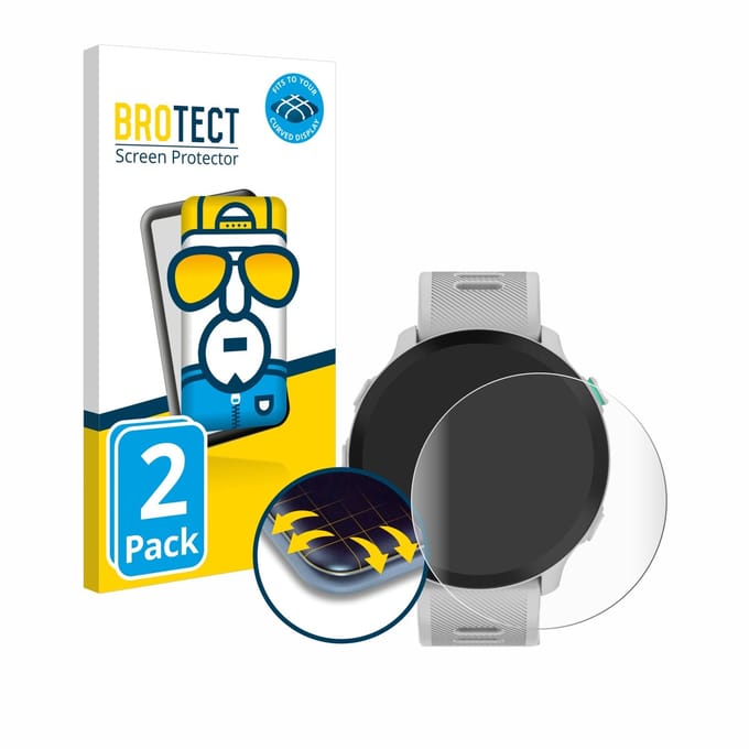 BROTECT - Screenprotector voor Garmin Forerunner 55 - Folie Beschermfolie transparant volledig dekking - 2 Stuks