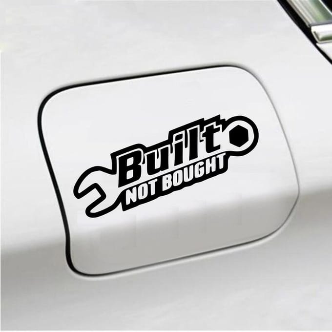 Bumpersticker - Built Not Bought - 8 X 20 - Zwart