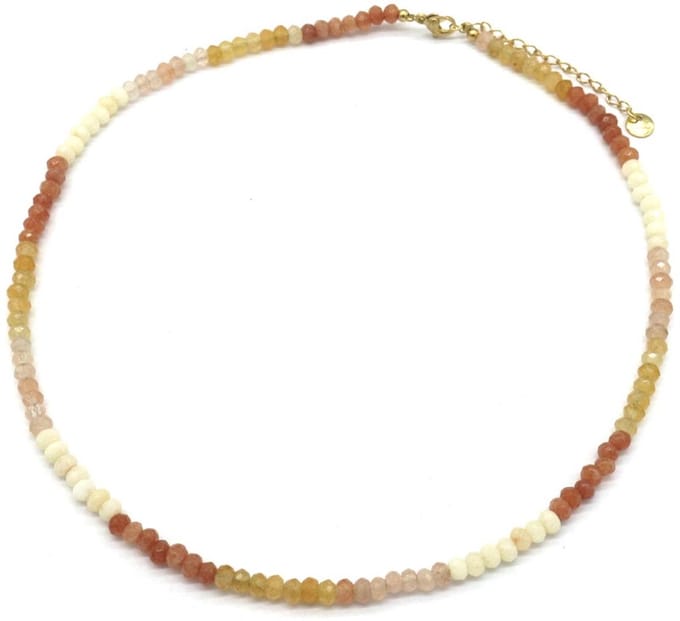 Ketting met Steentjes - RVS - Lengte 39-45 cm - Bruin