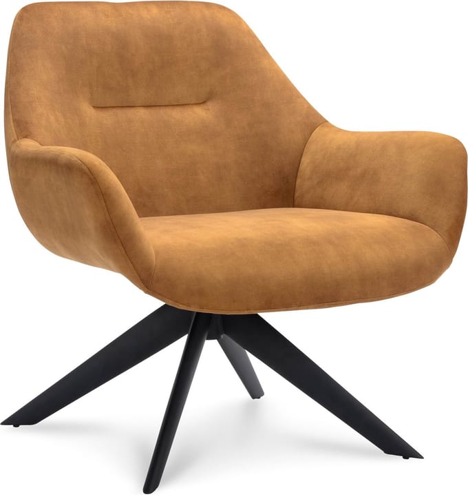 Icon Living - Fauteuil Vico - Velours Adore Cognac - Poot Zwart