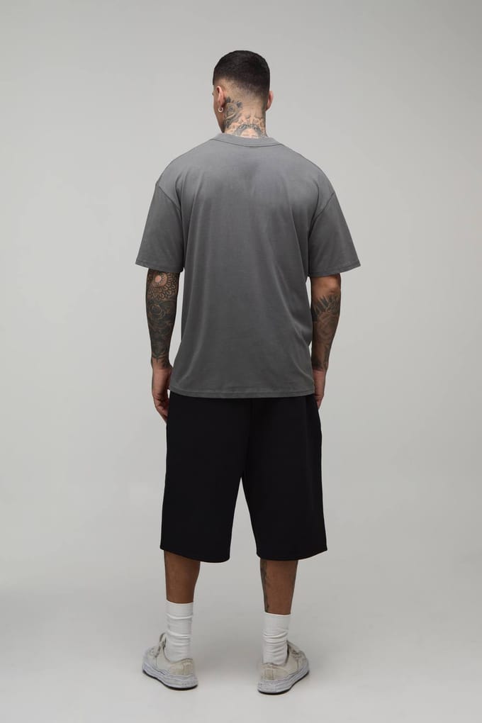 Lang Oversized Travis Scott Licentie Bedrukt T-shirt | Charcoal | Size Small
