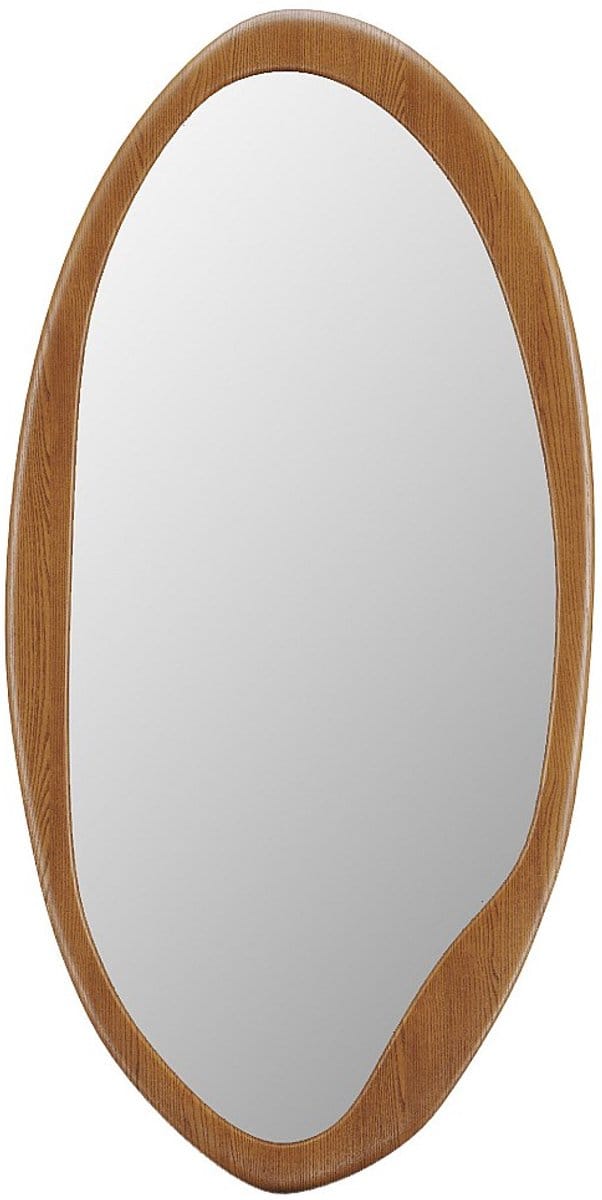 Vente-unique Ovale spiegel in heveahout - H 100 x B 50 cm - Naturel - FUJIAN